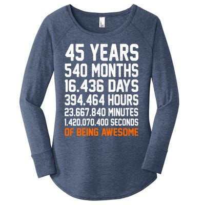 Vintage 45th Birthday 45 Years Old Being Awesome Anniversary Gift Women's Perfect Tri Tunic Long Sleeve Shirt