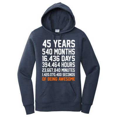 Vintage 45th Birthday 45 Years Old Being Awesome Anniversary Gift Women's Pullover Hoodie