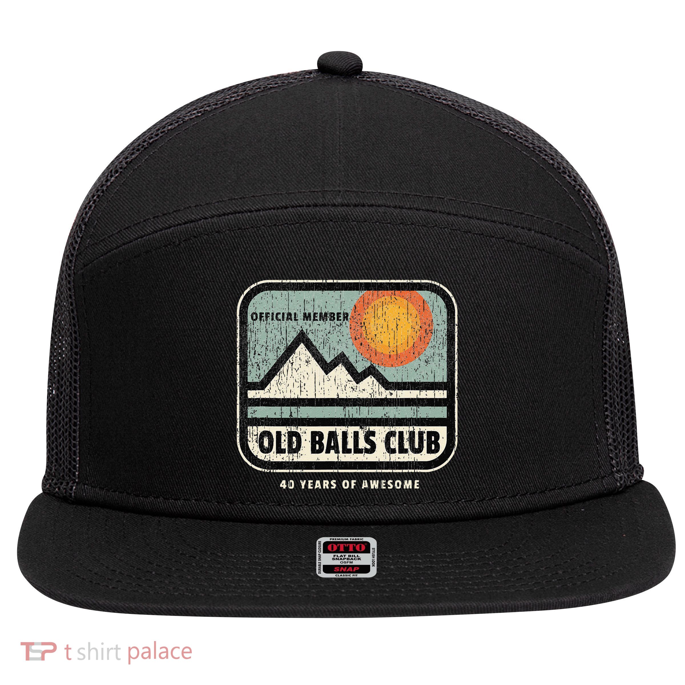 Vintage 40th Birthday Old Balls Club 40 Years Of Awesome 7 Panel Mesh Trucker Snapback Hat