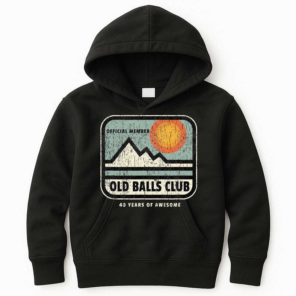 Vintage 40th Birthday Old Balls Club 40 Years Of Awesome Kids Hoodie