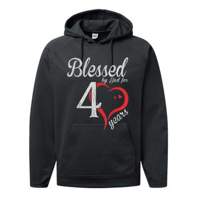 Vintage 40th Birthday Blessed By God, Happy Birthday Gift Performance Fleece Hoodie