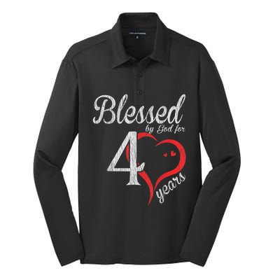 Vintage 40th Birthday Blessed By God, Happy Birthday Gift Silk Touch Performance Long Sleeve Polo