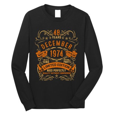 Vintage 48 Birthday December 1974 Birthday Long Sleeve Shirt