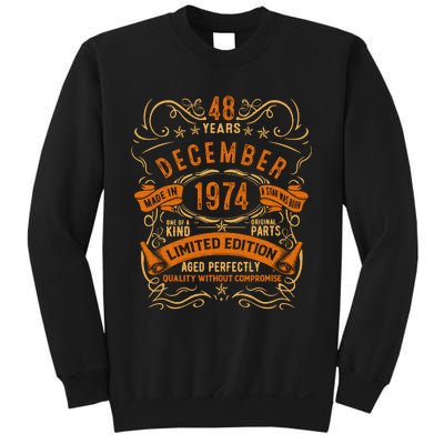 Vintage 48 Birthday December 1974 Birthday Sweatshirt