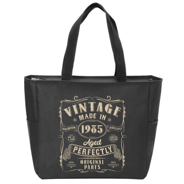 Vintage 40th Birthday Decorations Funny 1985 40 Birthday Gift Zip Tote Bag