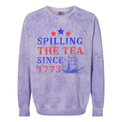 Vintage 4Th July Spilling the Tea Since 1773 Fourth of July Colorblast Crewneck Sweatshirt