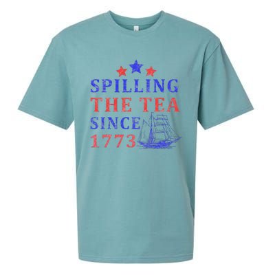 Vintage 4Th July Spilling the Tea Since 1773 Fourth of July Sueded Cloud Jersey T-Shirt