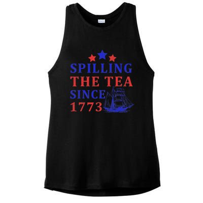 Vintage 4Th July Spilling the Tea Since 1773 Fourth of July Ladies PosiCharge Tri-Blend Wicking Tank