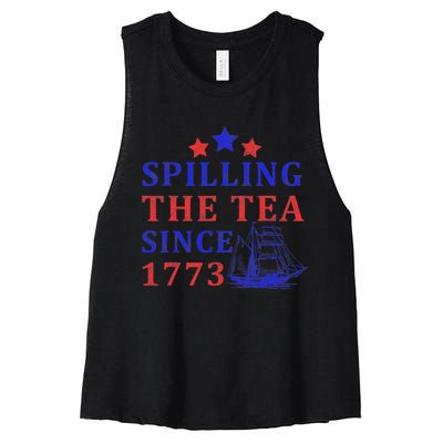 Vintage 4Th July Spilling the Tea Since 1773 Fourth of July Women's Racerback Cropped Tank