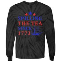 Vintage 4Th July Spilling the Tea Since 1773 Fourth of July Tie-Dye Long Sleeve Shirt