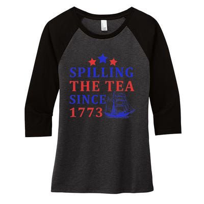 Vintage 4Th July Spilling the Tea Since 1773 Fourth of July Women's Tri-Blend 3/4-Sleeve Raglan Shirt