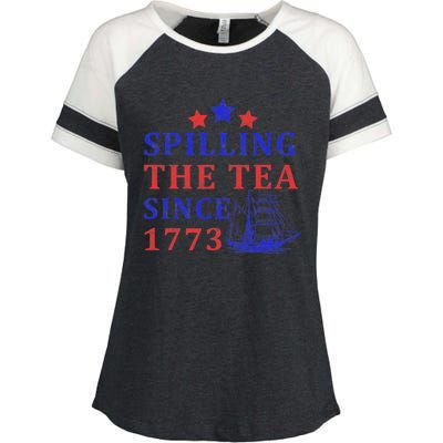 Vintage 4Th July Spilling the Tea Since 1773 Fourth of July Enza Ladies Jersey Colorblock Tee