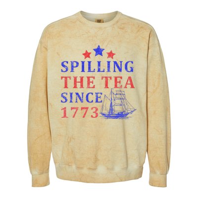 Vintage 4Th July Spilling the Tea Since 1773 Fourth of July Colorblast Crewneck Sweatshirt