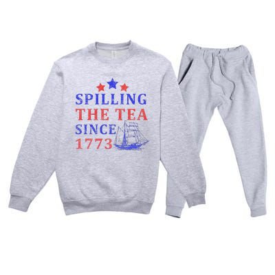 Vintage 4Th July Spilling the Tea Since 1773 Fourth of July Premium Crewneck Sweatsuit Set