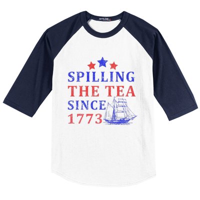 Vintage 4Th July Spilling the Tea Since 1773 Fourth of July Baseball Sleeve Shirt