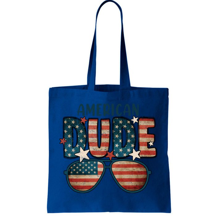 Vintage 4th Of July Usa Flag American Dude Sun Glasses Gift Tote Bag