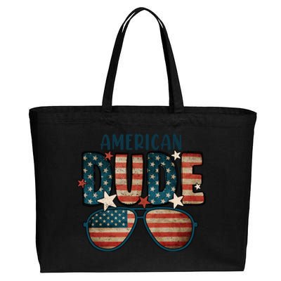 Vintage 4th Of July Usa Flag American Dude Sun Glasses Gift Cotton Canvas Jumbo Tote