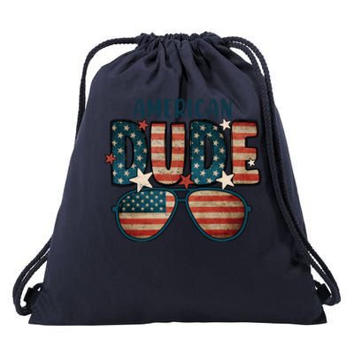 Vintage 4th Of July Usa Flag American Dude Sun Glasses Gift Drawstring Bag