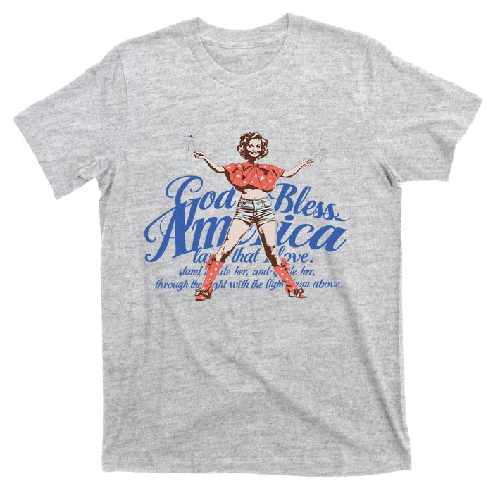 Vintage 4th Of July Pinup God Bless America T-Shirt