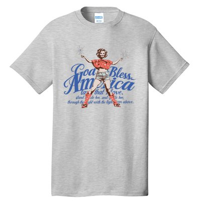 Vintage 4th Of July Pinup God Bless America Tall T-Shirt