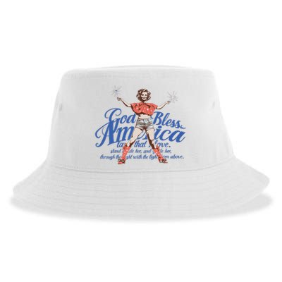 Vintage 4th Of July Pinup God Bless America Sustainable Bucket Hat