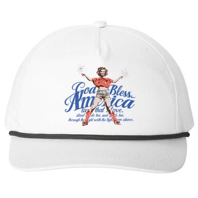 Vintage 4th Of July Pinup God Bless America Snapback Five-Panel Rope Hat