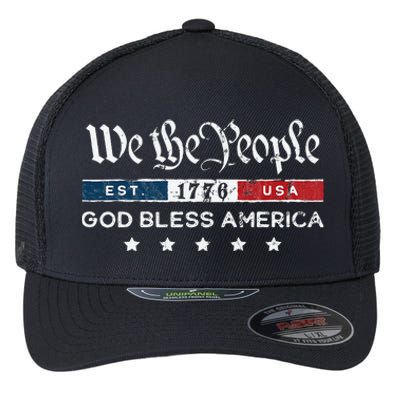 Vintage 4th Of July We The People Usa God Flexfit Unipanel Trucker Cap