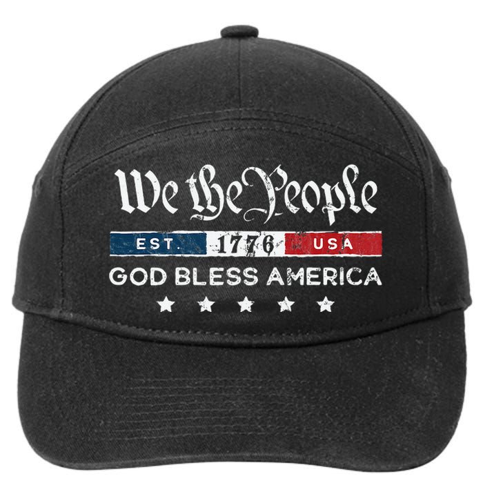 Vintage 4th Of July We The People Usa God 7-Panel Snapback Hat