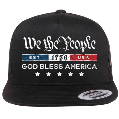 Vintage 4th Of July We The People Usa God Flat Bill Trucker Hat