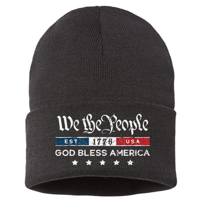 Vintage 4th Of July We The People Usa God Sustainable Knit Beanie