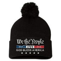 Vintage 4th Of July We The People Usa God Pom Pom 12in Knit Beanie