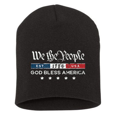 Vintage 4th Of July We The People Usa God Short Acrylic Beanie