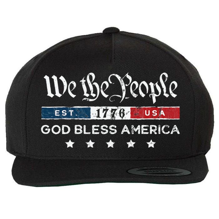 Vintage 4th Of July We The People Usa God Wool Snapback Cap