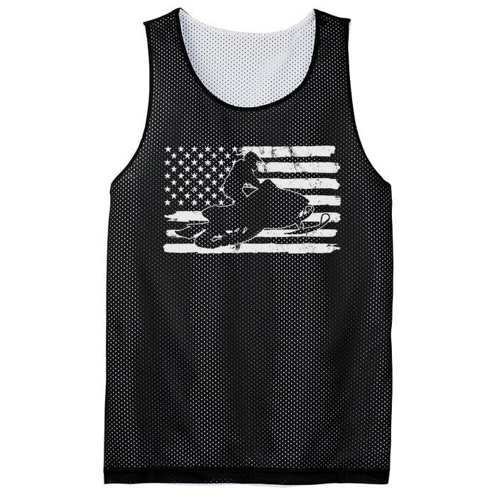 Vintage 4th Of July USA Flag Snowmobile Snow Mobile Mesh Reversible Basketball Jersey Tank