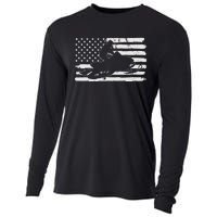 Vintage 4th Of July USA Flag Snowmobile Snow Mobile Cooling Performance Long Sleeve Crew