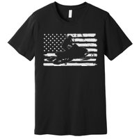 Vintage 4th Of July USA Flag Snowmobile Snow Mobile Premium T-Shirt