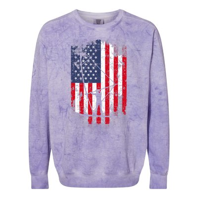 Vintage 4th Of July USA Flag Windsurfing Windsurfer Colorblast Crewneck Sweatshirt