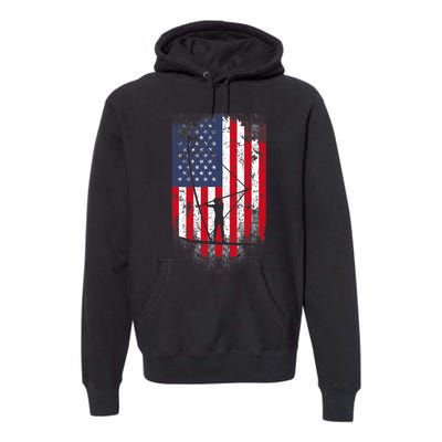 Vintage 4th Of July USA Flag Windsurfing Windsurfer Premium Hoodie