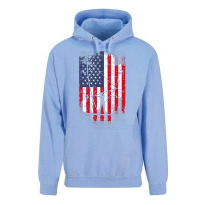 Vintage 4th Of July USA Flag Windsurfing Windsurfer Unisex Surf Hoodie