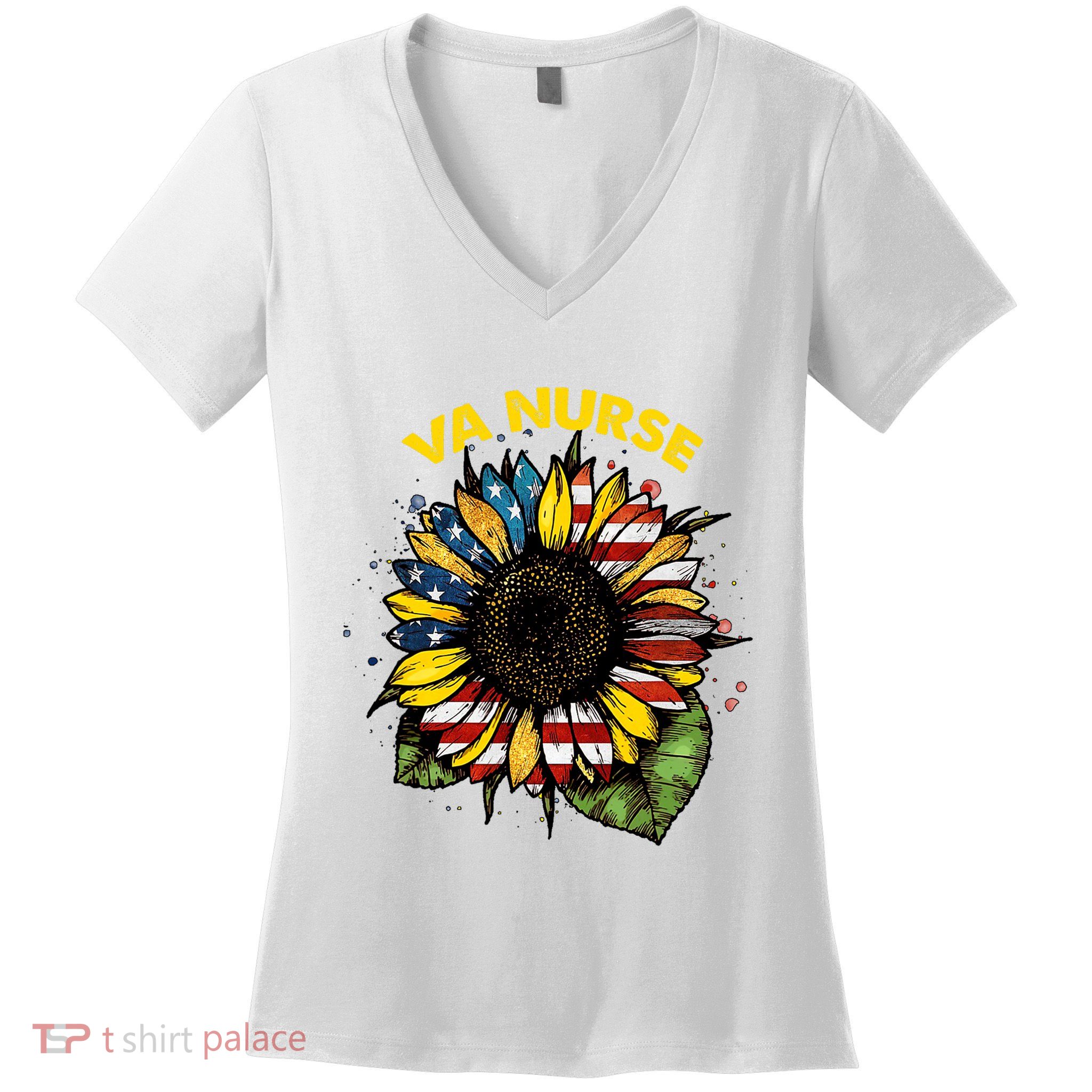Vintage 4th Of July Va Nurse Patriotic Real American Women's V-Neck T-Shirt