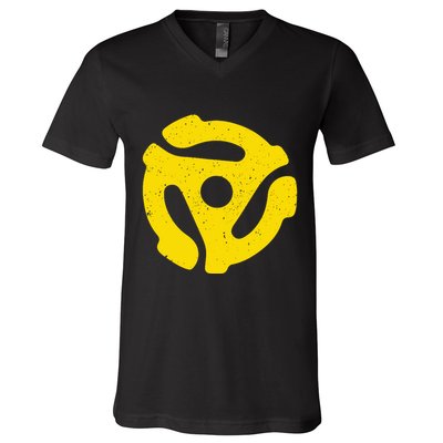 Vintage 45 Rpm Vinyl Record Adapter Music V-Neck T-Shirt