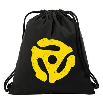 Vintage 45 Rpm Vinyl Record Adapter Music Drawstring Bag