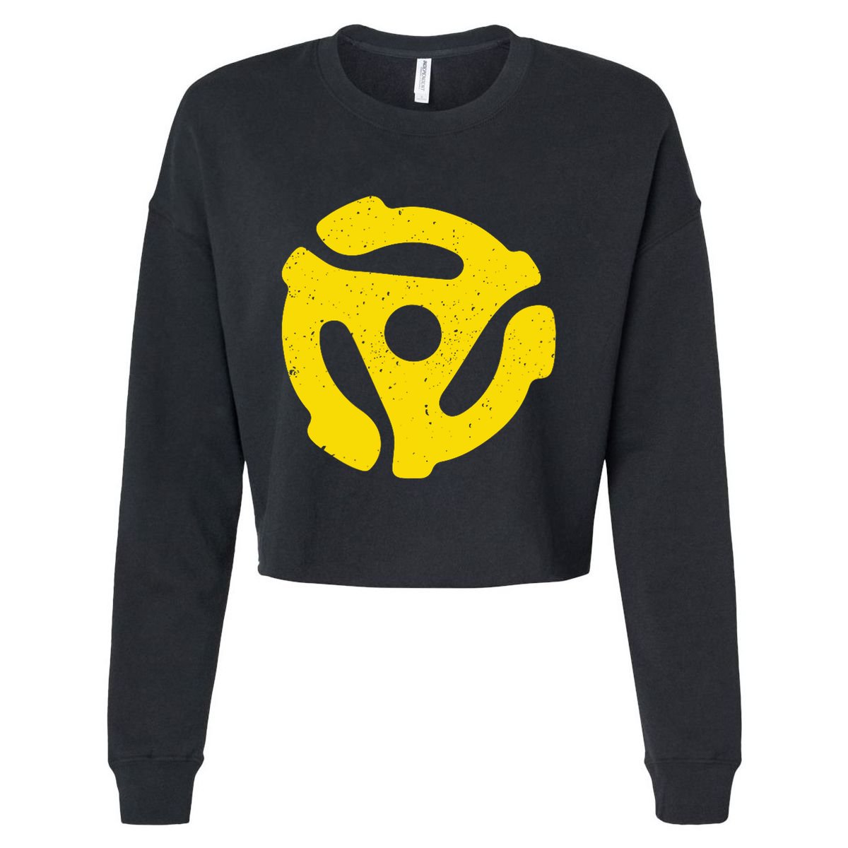 Vintage 45 Rpm Vinyl Record Adapter Music Cropped Pullover Crew