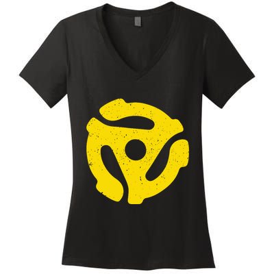 Vintage 45 Rpm Vinyl Record Adapter Music Women's V-Neck T-Shirt