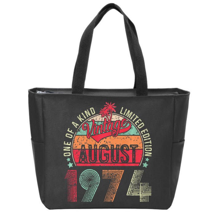 Vintage 49 Years Old August 1974 49th Birthday Zip Tote Bag