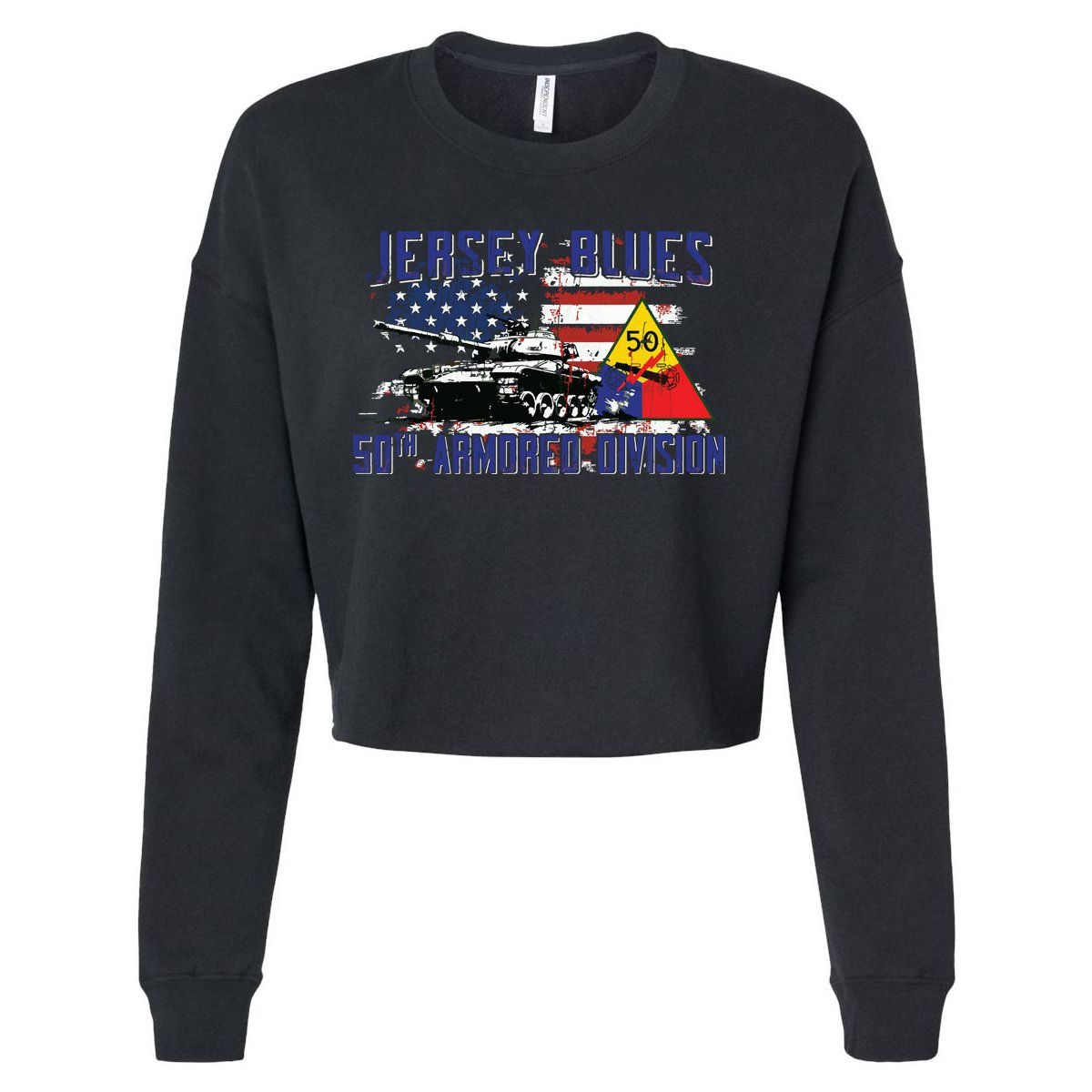 Veteran 50th Armored Division Jersey Blues Vintage Gifts Cropped Pullover Crew