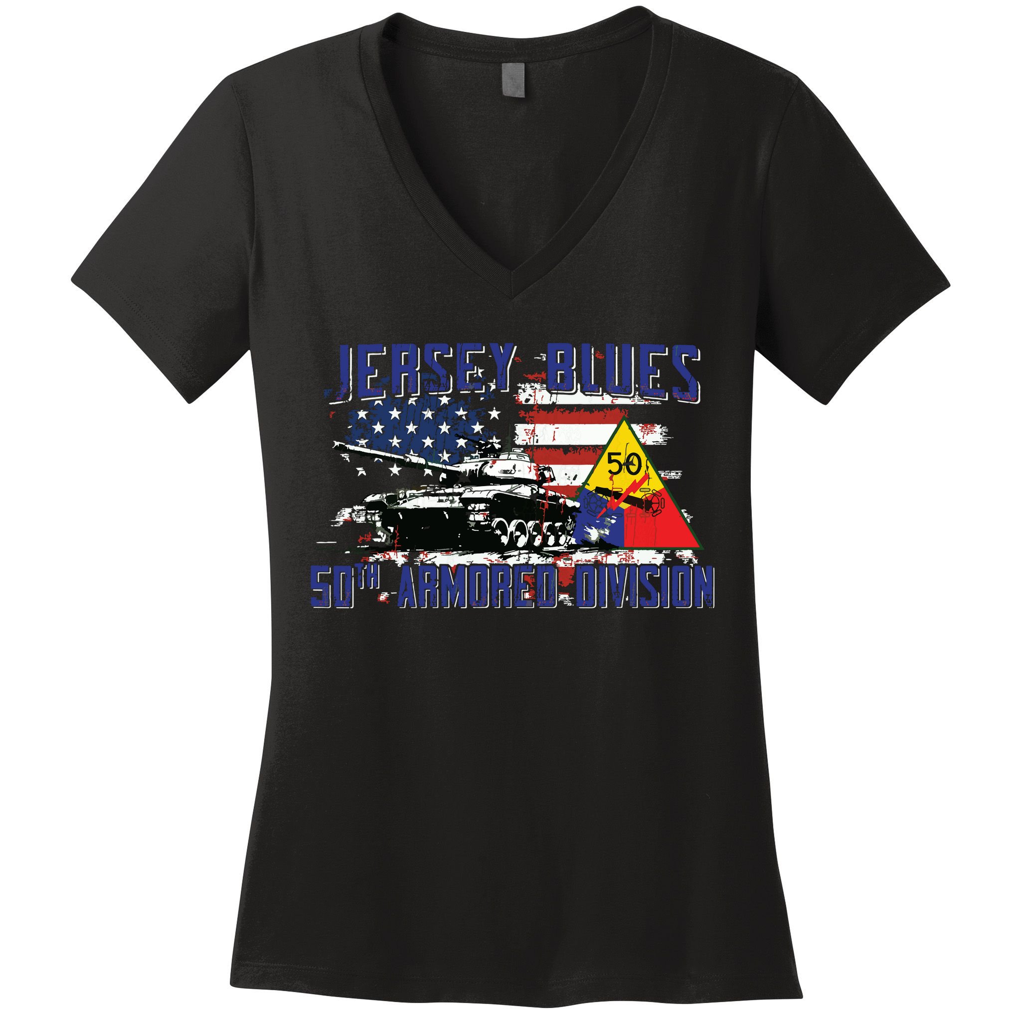 Veteran 50th Armored Division Jersey Blues Vintage Gifts Women's V-Neck T-Shirt