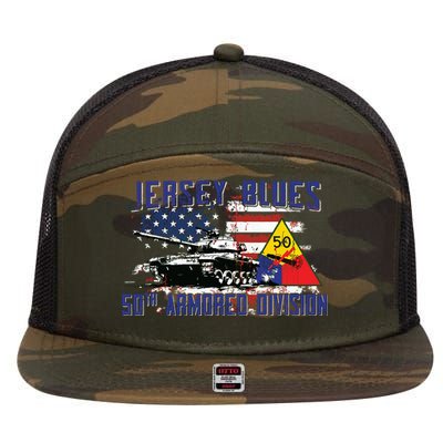 Veteran 50th Armored Division Jersey Blues Vintage Gifts 7 Panel Mesh Trucker Snapback Hat