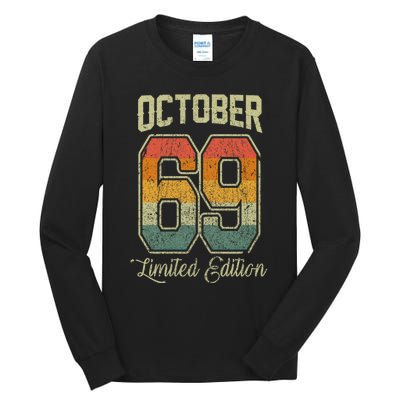 Vintage 52nd Birthday October 1969 Sports Jersey Tall Long Sleeve T-Shirt