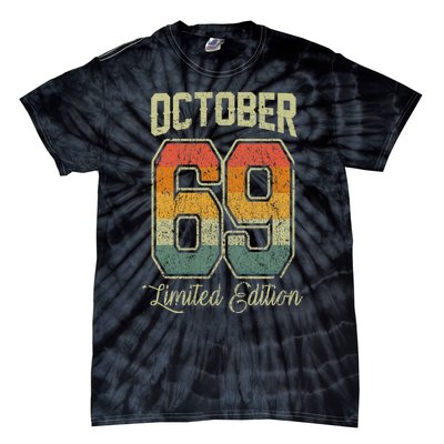 Vintage 52nd Birthday October 1969 Sports Jersey Tie-Dye T-Shirt